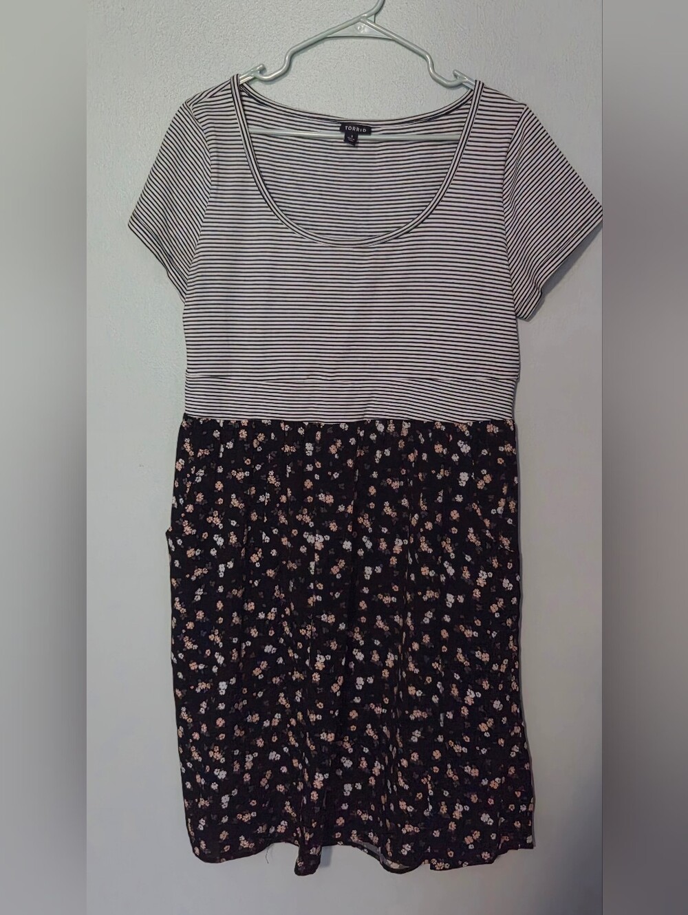 torrid Black Striped Top with Floral Skirt Dress
